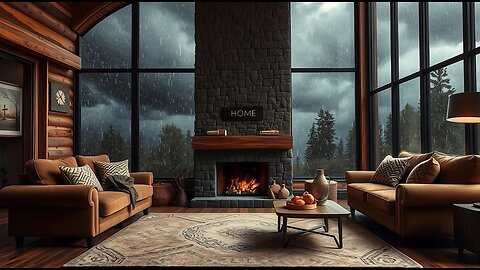 24/7 LIVE Rain Sounds 🌧️ Cozy Cabin Fireplace at Night | Deep Sleep & Relax