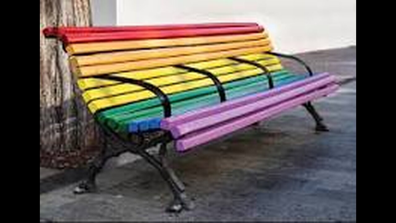 ALMOST sat down on a rainbow bench. NOT TODAY SATAN!!