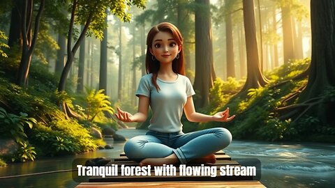 Tranquil forest with flowing stream