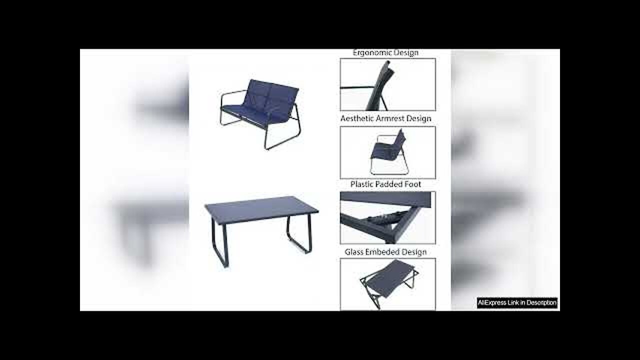 4-Piece Patio Outdoor Furniture Set with Strong Powder Coated Metal Frame One Review