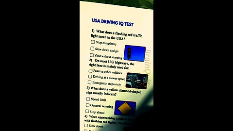 USA Driving IQ Test QUIZ #usadriving #iqtest #iq #iqlevel #quiz #triviatricks #quiztime #brainquiz