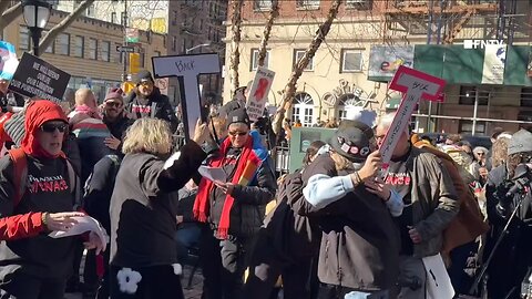 "Deport Musk!" and "F Donald Trump" chant pro-trans protesters at Stonewall Memorial in NYC