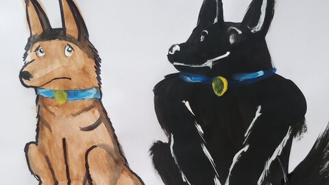 25 minutes of chilling with me while I watercolor paint two perfectly normal police dogs