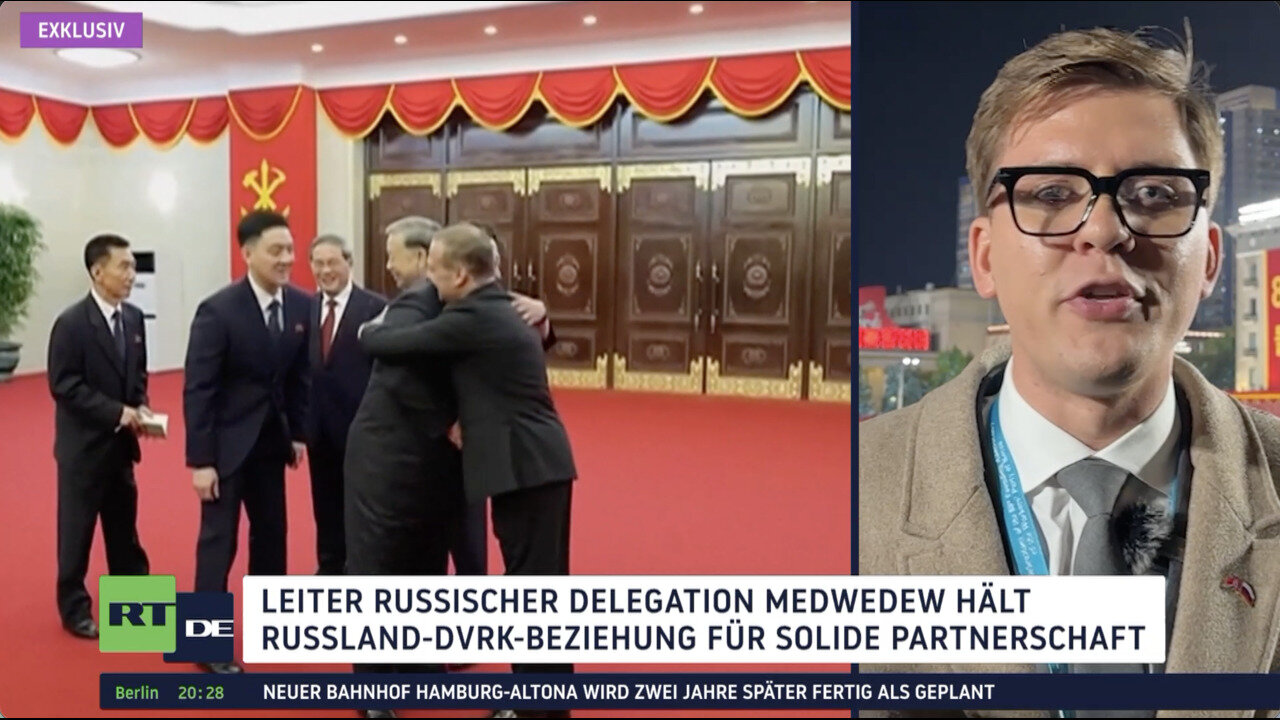RT-DE-Exklusiv: DVRK feiert 80 Jahre Partei der Arbeit – Medwedew im Gespräch mit Journalisten