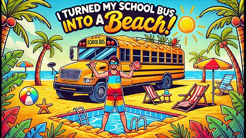 I Turned My School Bus Into A BEACH! 🏖️🚌