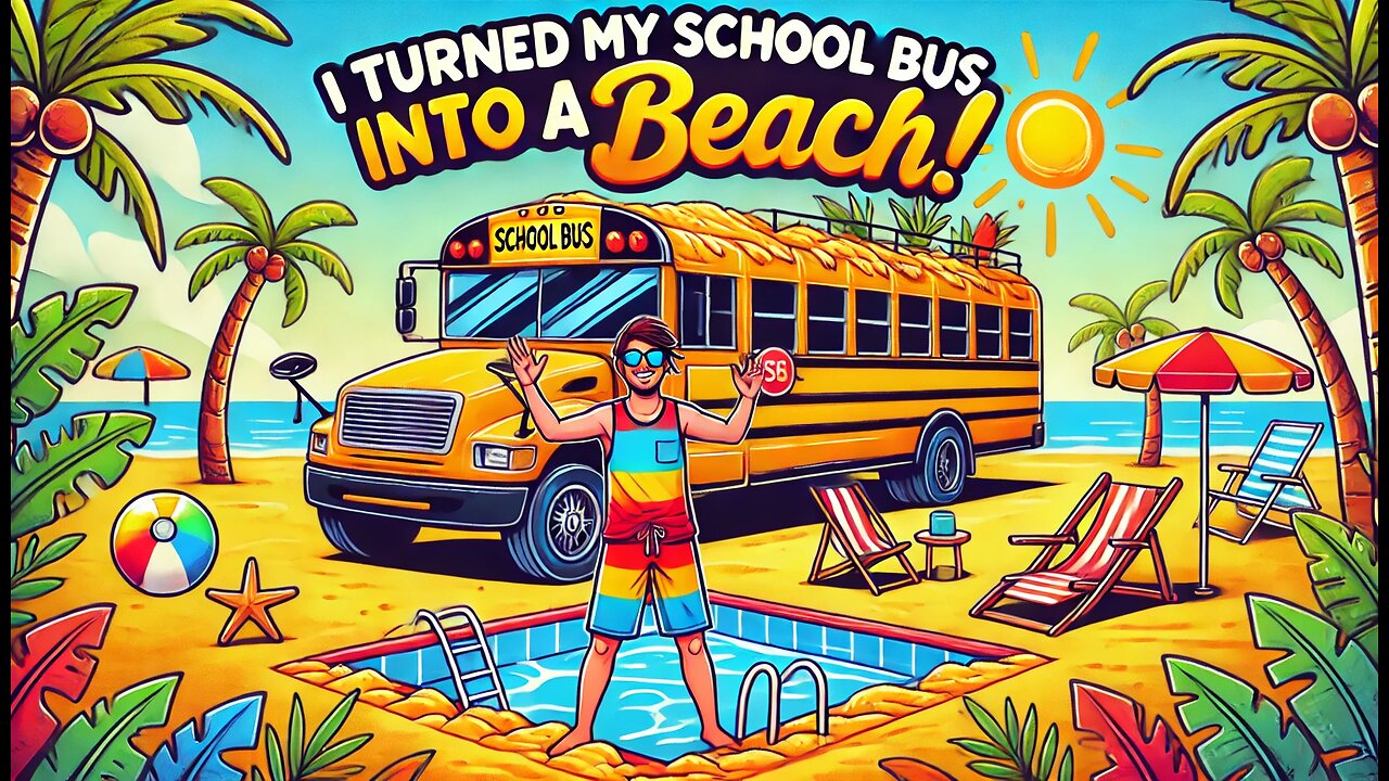 I Turned My School Bus Into A BEACH! 🏖️🚌