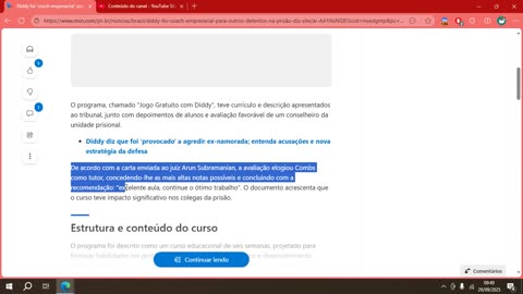 Diddy foi ‘coach empresarial’ para outros detentos na prisão, diz site