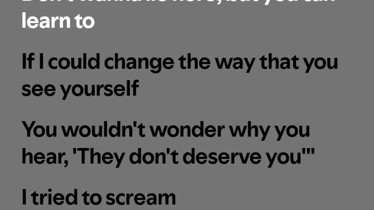 ''Everything I wanted'' Spotify lyrical edit