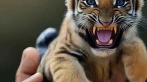 cute little tiger roar