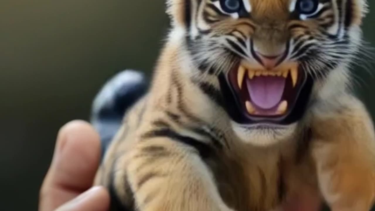 cute little tiger roar