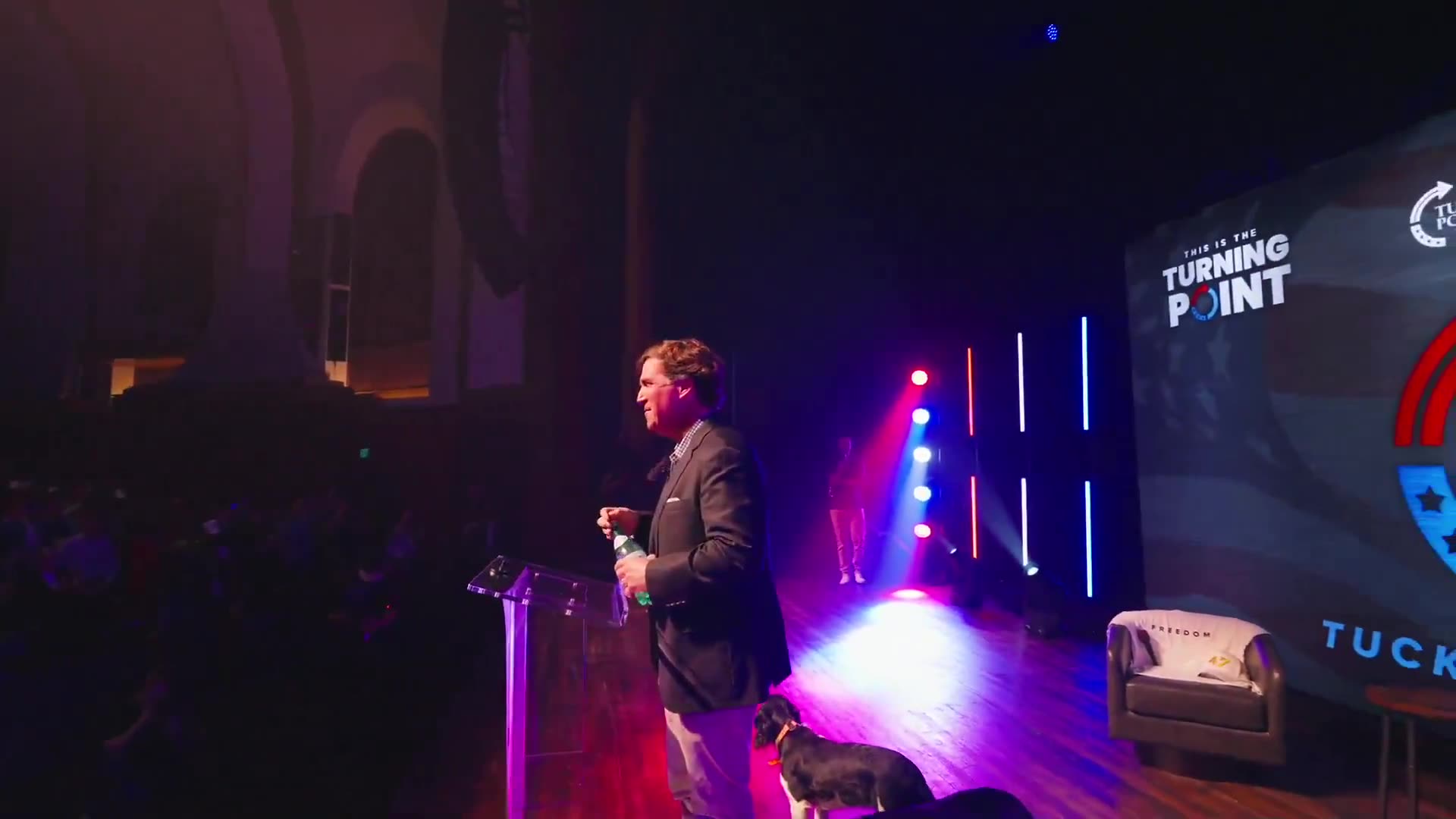 Tucker Carlson at Indiana University for a TPUSA event