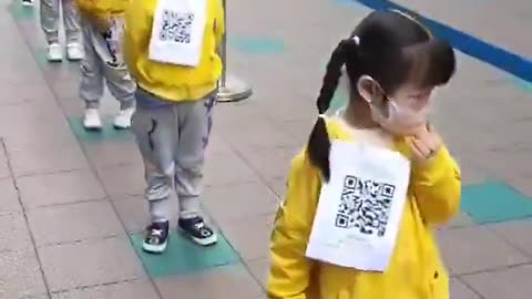 Chinese Children lining up for latest State Mandated vaccination