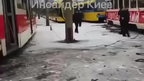 Consequences of the strike on the tram depot in Kyiv