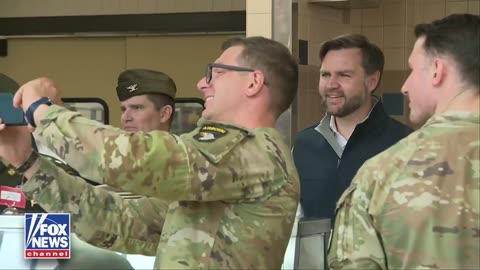 Vice President Vance poses for a selfie with a soldier at Fort Campbell 😎