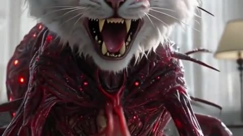 Kitten turns into monster spider.