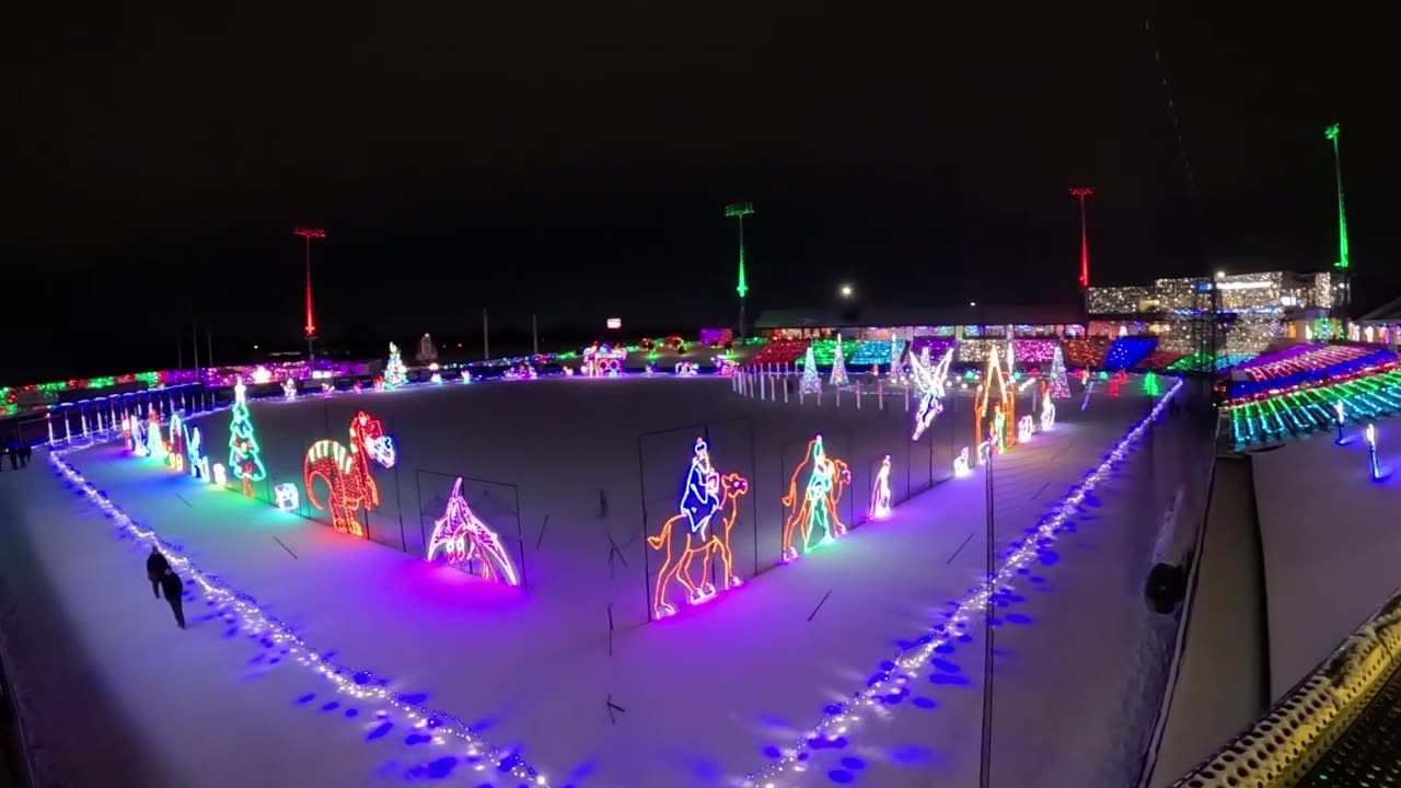 Top view (silent video) Timber Rattlers Holiday Lights-A Walk-Through Event 1/3/26 Last Day