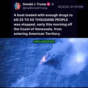 PRESIDENT TRUMP - DRUG CARTEL BLASTED OFF THE COAT OF VENEZUELA
