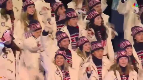 VP JD Vance in the stands in Milan hyping Team USA at the Olympics!