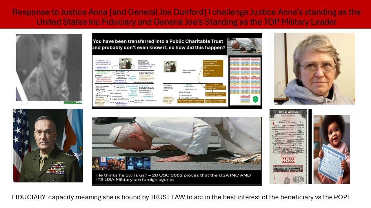 JUST ANSWER THE QUESTION JUSTICE ANNA DO YOU WORK FOR THE POPE OR NOT AND WHAT IS YOUR NATIONALITY