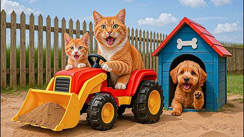 Mama Cat Trims Fur on the Farm and Makes Tiger Hat For Kittens At Home🐾🎩🐯