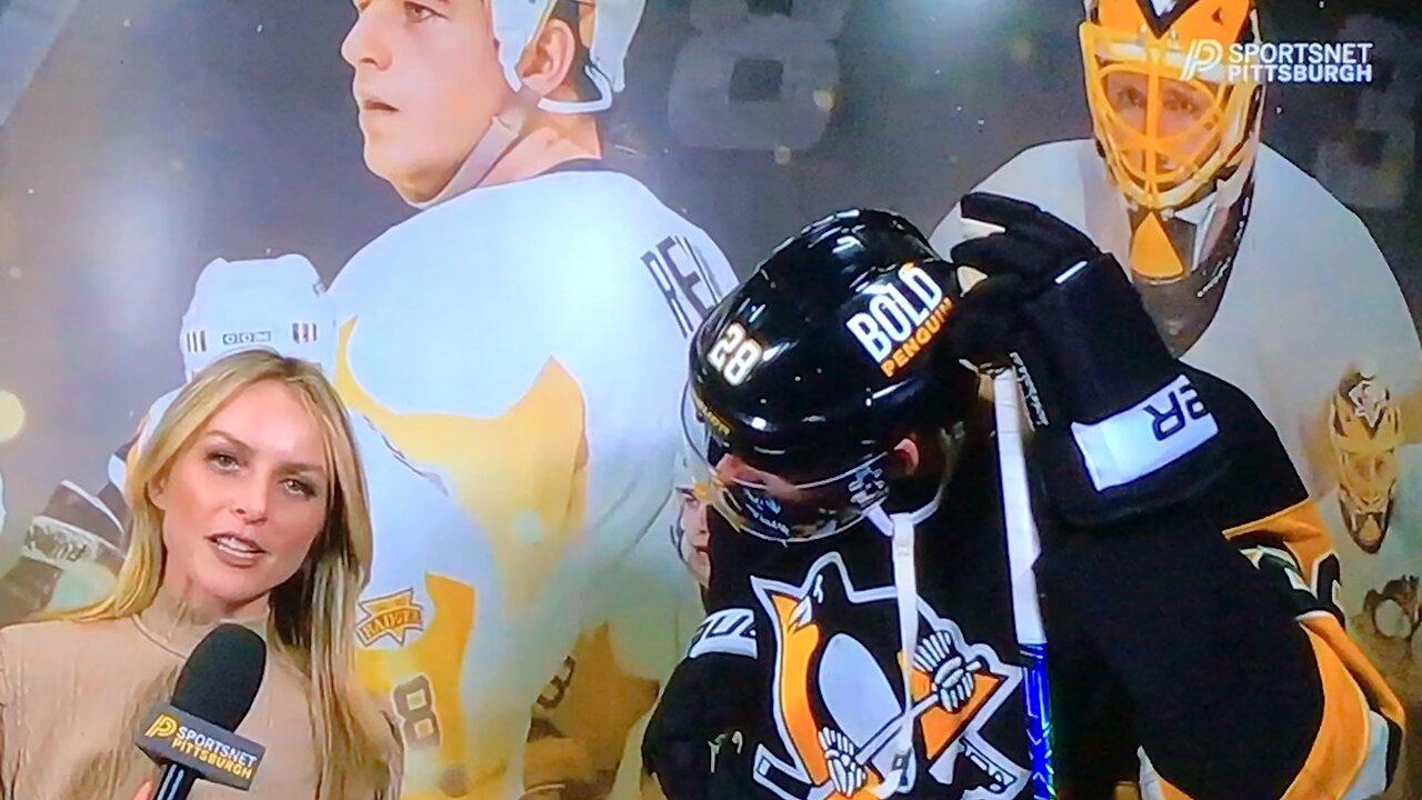 Penguins D #28 Marcus Pettersson in between periods interview