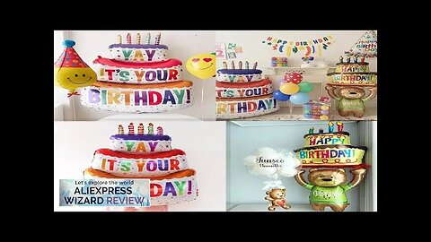 Large Cake Balloons Happy Birthday Cartoon Bear Foil Helium Balloons for Kids Review