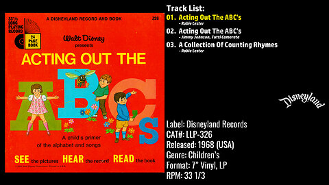 Robie Lester – Walt Disney Presents Acting Out The ABC's(Full Record) – 1968 – CAT.# LLP–326