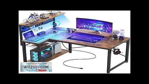 Homieasy Small Gaming Desk with Power Outlets Pegboard LED Light 43 Inch Review