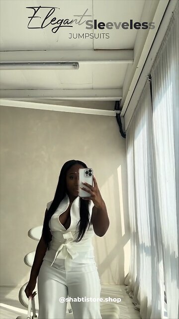 Elegant Sleeveless V-Neck Wide Leg Businesswoman Jumpsuits