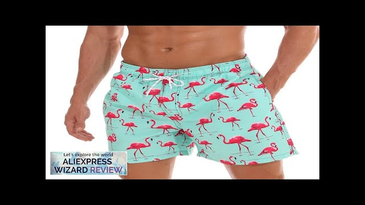 Flamingo Print Board Shorts Men Fashion Swimwear Shorts Trunk Sports Pants Men's Review