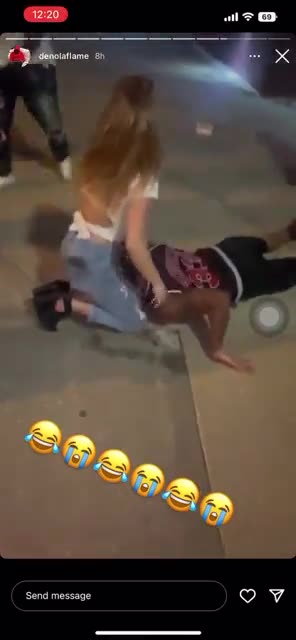 White woman gets knocked out trying to defend her black boyfriend LOL