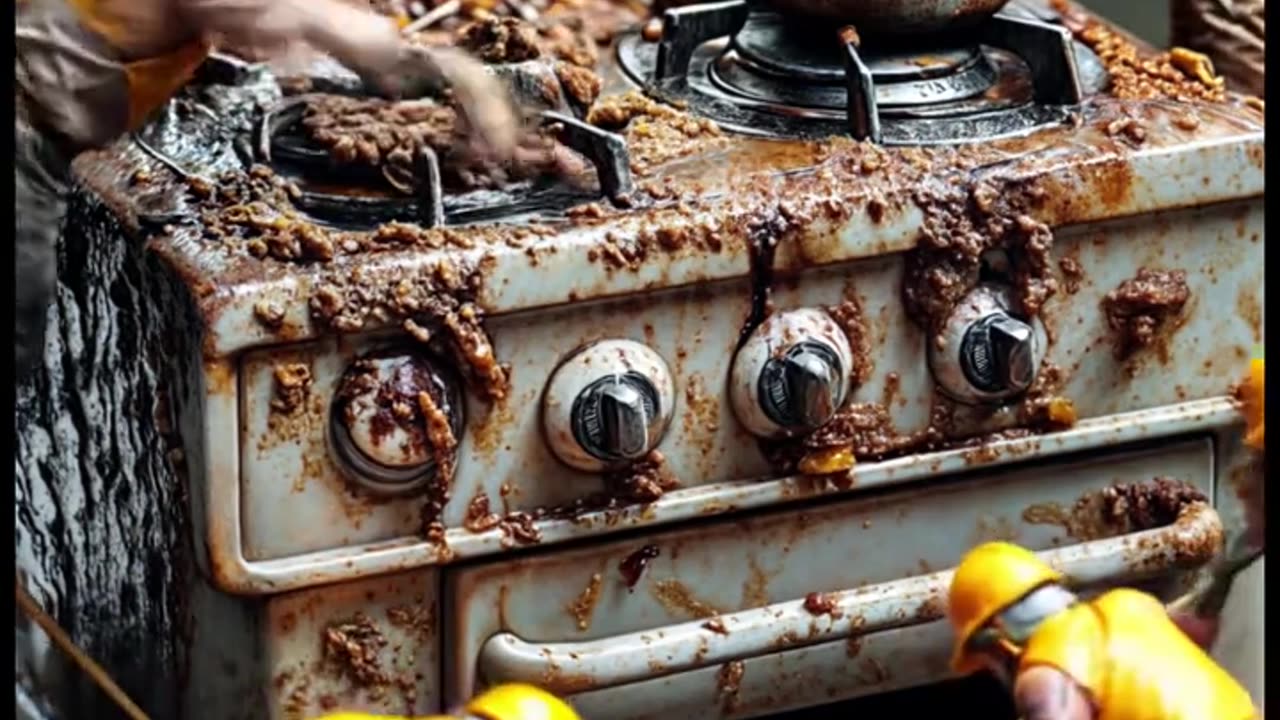 Mini Workers Take on a Dirty Gas Stove | AI-Created Art