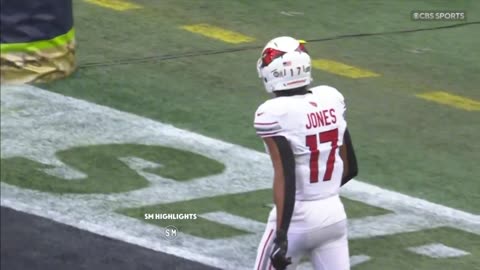 Cardinals WR Zay Jones is down and trainers are looking at his left ankle