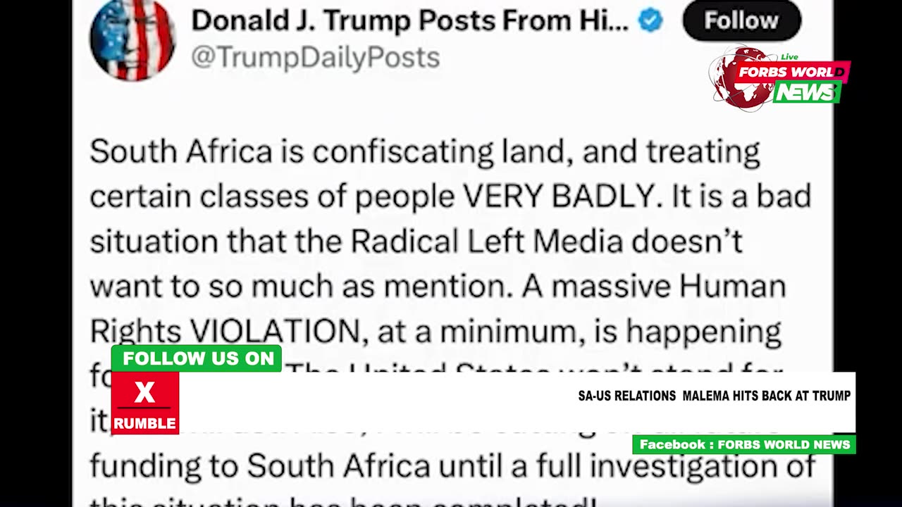 Julius Malema of South Africa takes cheap shot at President Trump