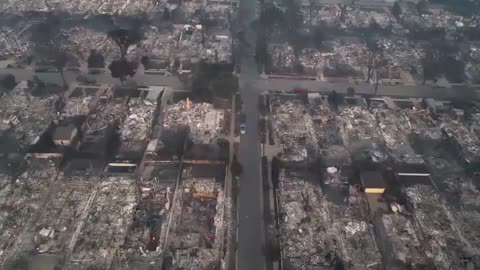 ASTONISHING LA DRONE FOOTAGE SHOWING WAR-LIKE DEVASTATION.e