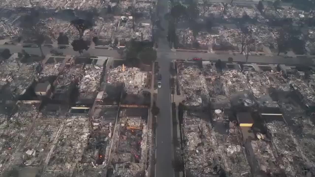 ASTONISHING LA DRONE FOOTAGE SHOWING WAR-LIKE DEVASTATION.e