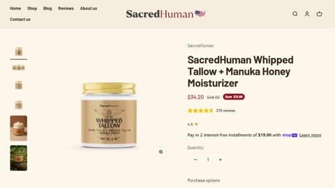 Sacred Human: Nourish Your Skin Naturally With Tallow Moisturizer!