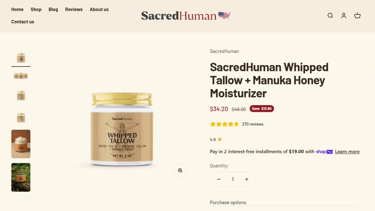 Sacred Human: Nourish Your Skin Naturally With Tallow Moisturizer!