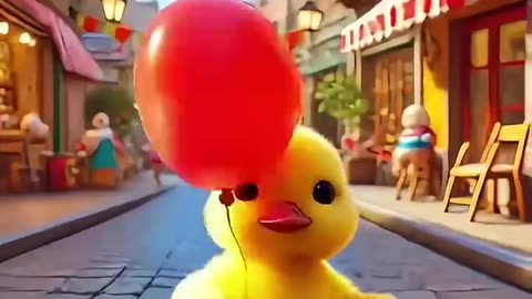 The Little Yellow Duck Bought A Balloon And Was So Happy#cartoon #duckstory #funny