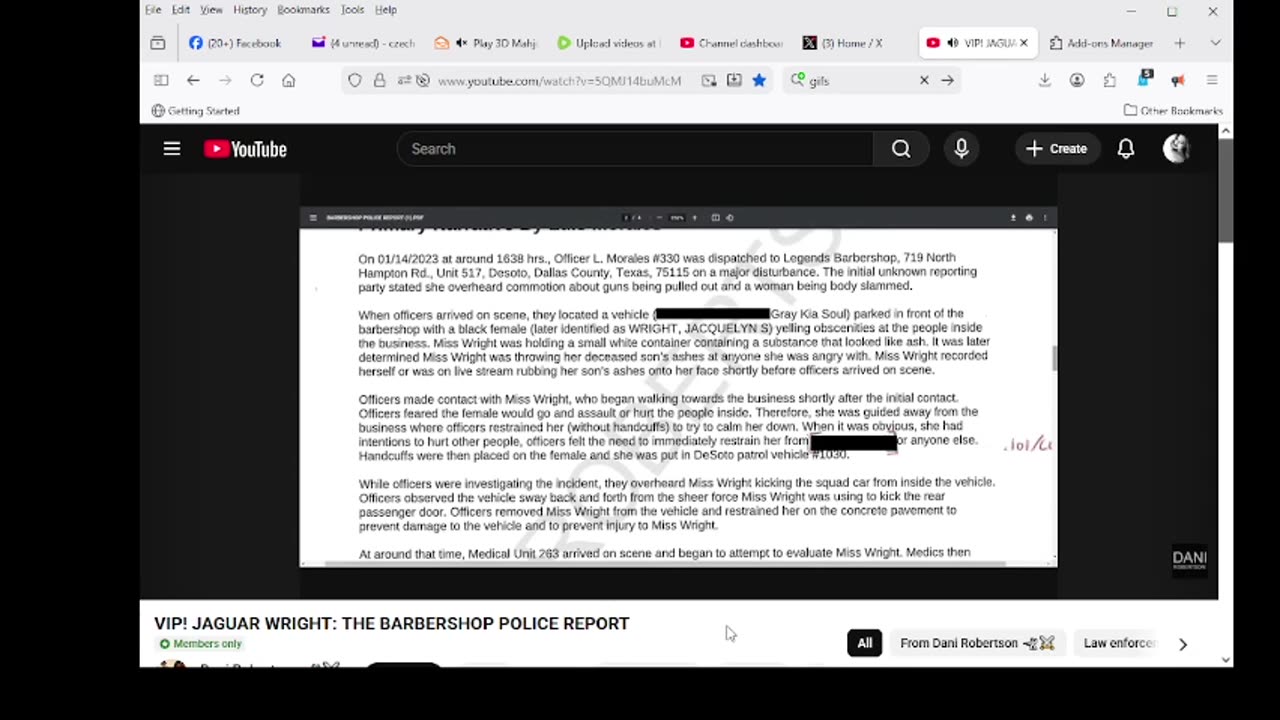 JAGUAR WRIGHT POLICE REPORT