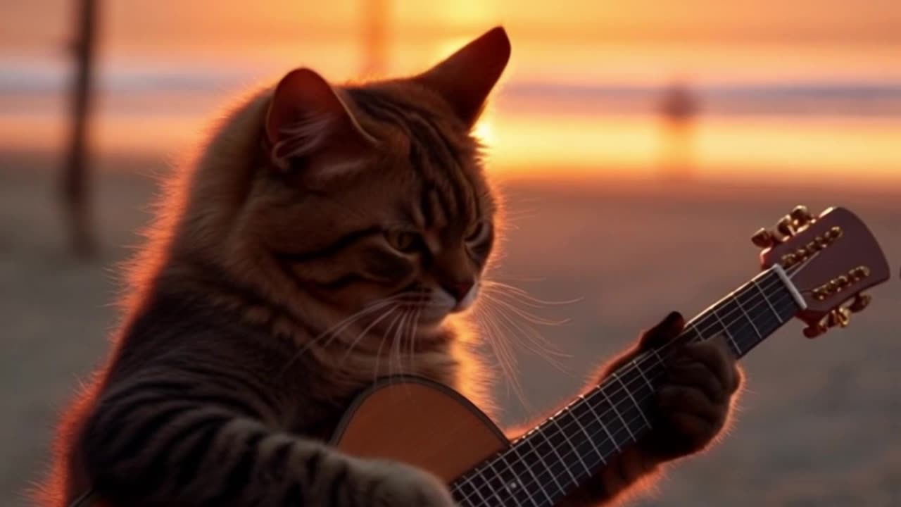 Cat Plays And Sings Rock Music #AICat #GuitarPlayingCats #CuteAICats #AICatVideos #CatLovers