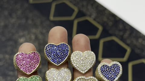 Real Gold & Cubic Zirconia Heart Rings