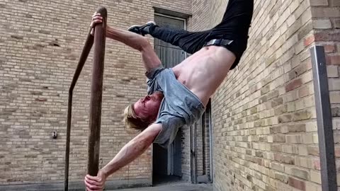 Parkour on an Old Drying Rack