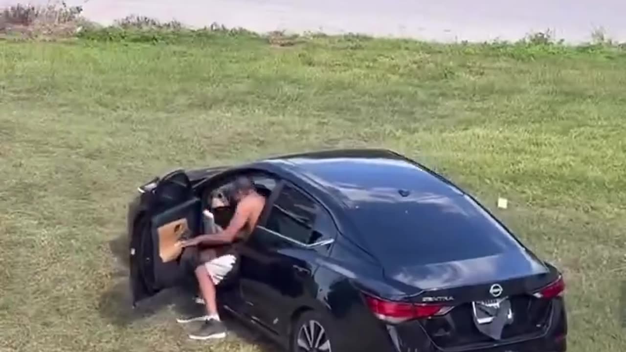 They tried to steal the air compressor, but the workers up top started launching wood