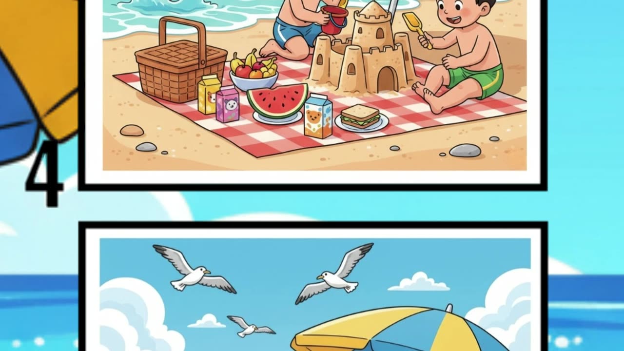 Sunny Beach Fun 🏖️ | Spot the Differences Challenge