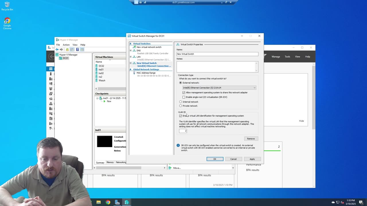 VLAN configuration for windows devices.