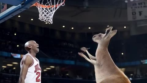 AI Basketballer Teams Up with a Kangaroo for the Ultimate Dunk Contest