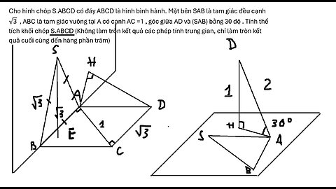 Toán 11: Cho hình chóp S.ABCD có đáy ABCD là hình bình hành. Mặt bên SAB là tam giác đều