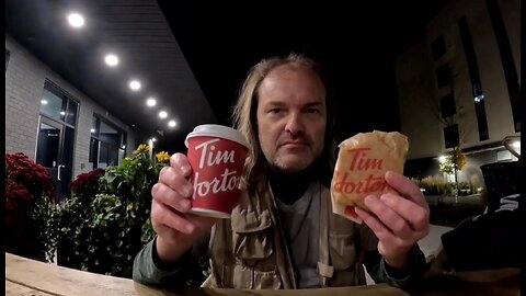 Tim Hortons Double Stacked on Biscuit Cilantro Lime Sauce & Dark Roast Coffee Chocolate Shot Review