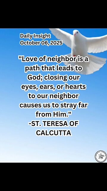 Daily Insight October 06, 2025 #faith #saint #Insight